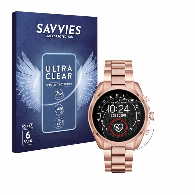 Savvies - Screenprotector voor Michael Kors Access Bradshaw 2 - Folie Beschermfolie transparant 6 Stuks