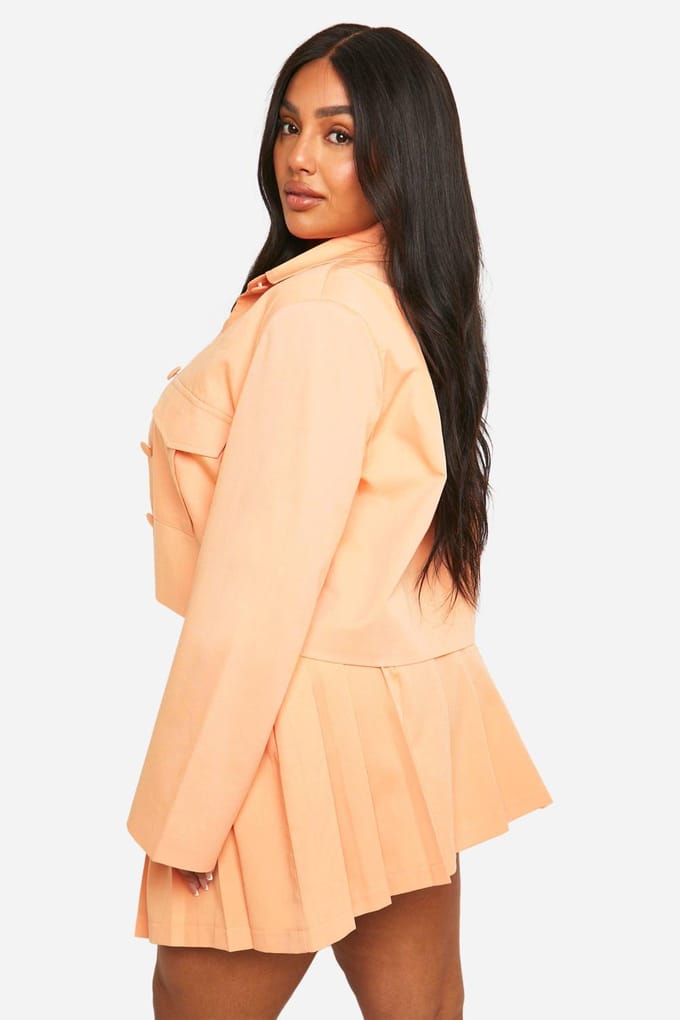 boohoo Dames Plus Op Maat Gemaakte Geplooide Rok | Perzik | Maat: 48