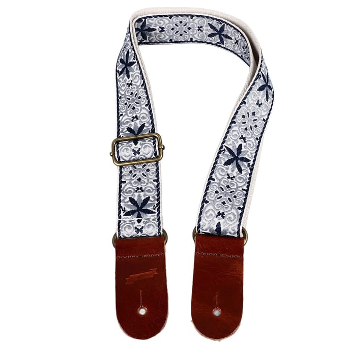 Geborduurde Ukulele Riem Etnische Stijl Verstelbare Lengte Nylon Leer Comfortabele Pasvorm Ukulele gray