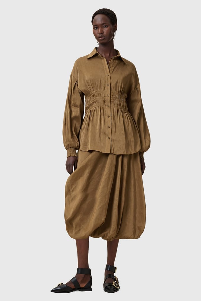 AllSaints Staci Shirt Breen Brown Größe: 12 | Longsleeves Outlet | Damen | Braun