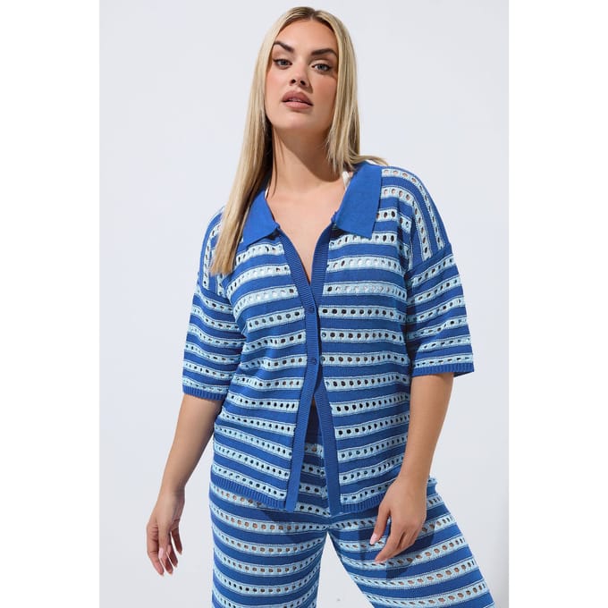 Limited Collection Blauw Gestreept Gebreid Shirt Size 54-56
