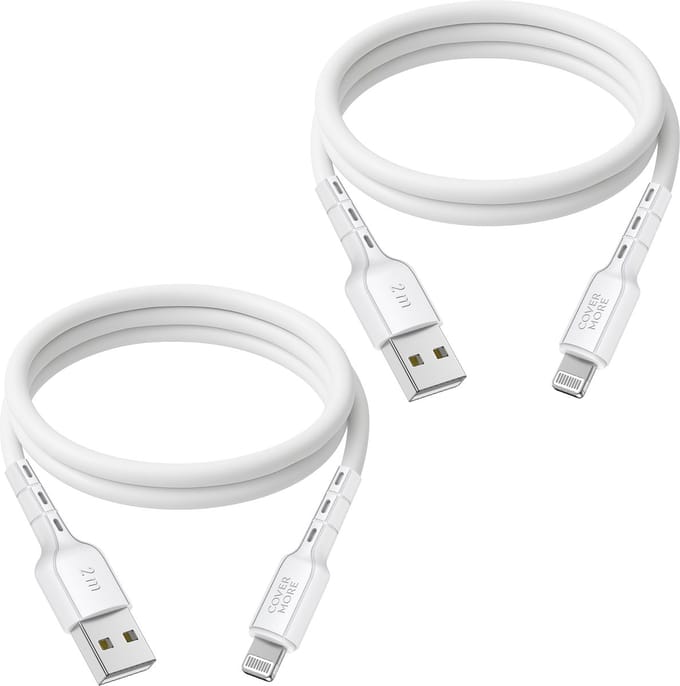 2x usb naar geschikt voor Lightning kabel - 2m - Veilig opladen - Flexibel - Wit