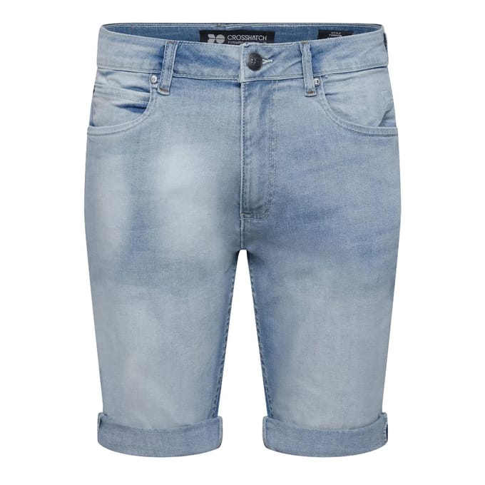 Crosshatch Heren Tonwin Denim Shorts (Lichte Was)