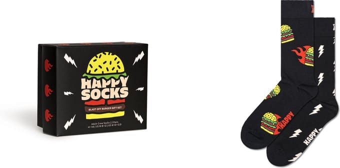 Happy Socks unisex giftbox 2P sokken blast off burger zwart