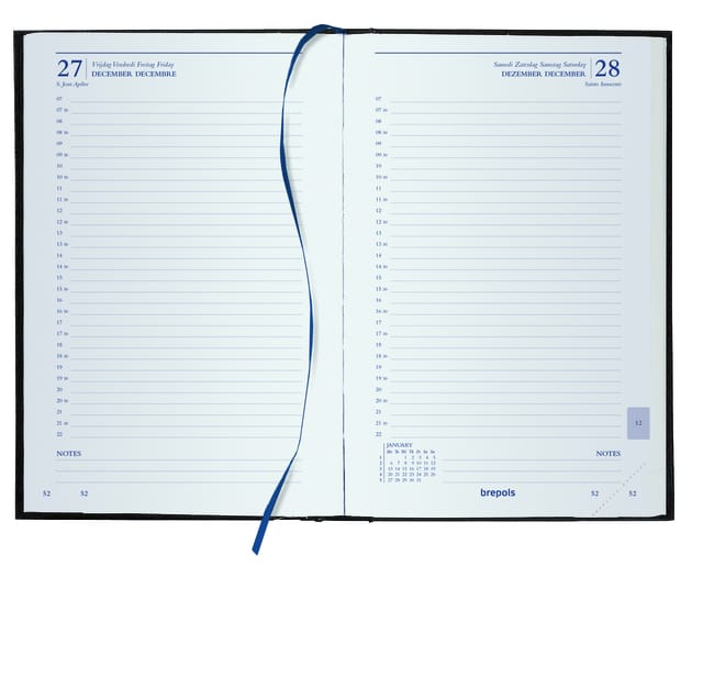Agenda 2027 Brepols Saturnus Luxe 1dag/1pagina zwart