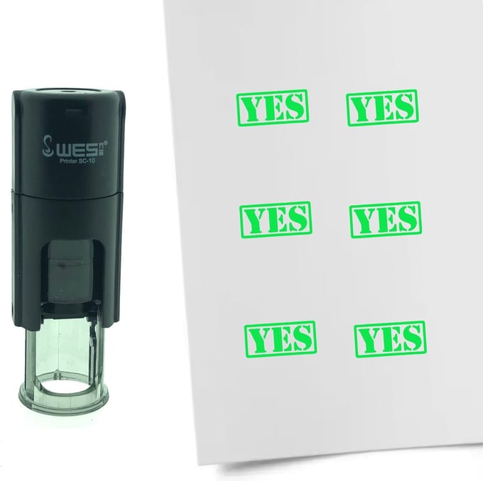 CombiCraft Stempel YES 10mm rond - Groene inkt