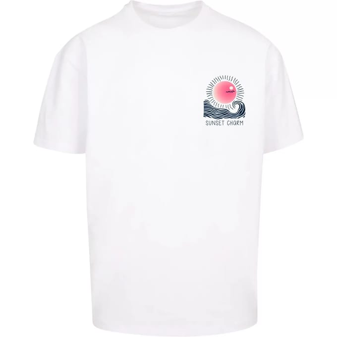 Merchcode - Sunset Charm Oversized Heren Tshirt - S - Wit