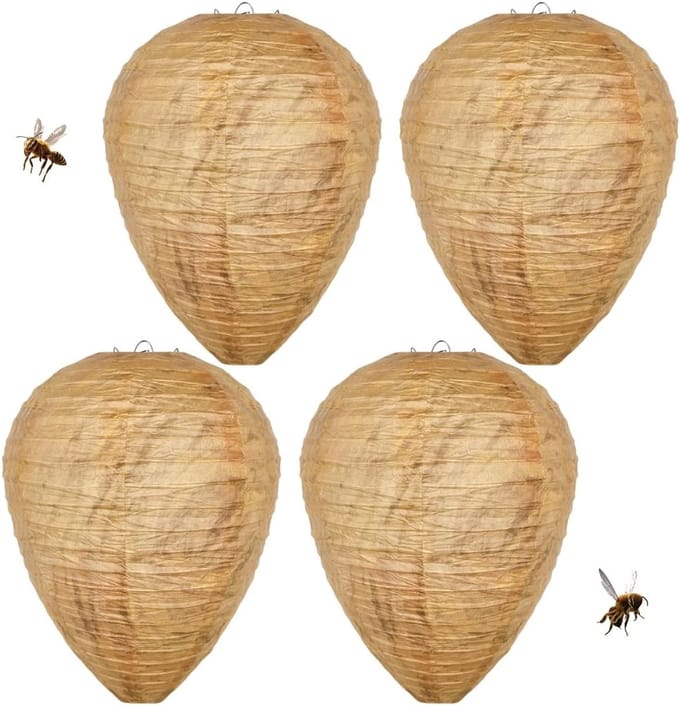 Effectieve Wespennest Lokmiddel Set van 4 Stuks, Hangende Wespentrap voor Tuin en Buitenruimte