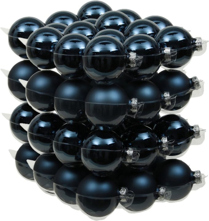 72x stuks kerstversiering kerstballen donkerblauw van glas - 4 cm - mat/glans - Kerstboomversiering