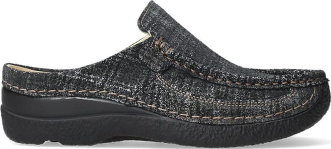 Wolky Comfortschoenen Roll Slide zwart/goud metallic suede
