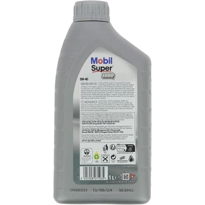 Mobil Motorolie Super 3000 X1 5w40 Gsp 1l