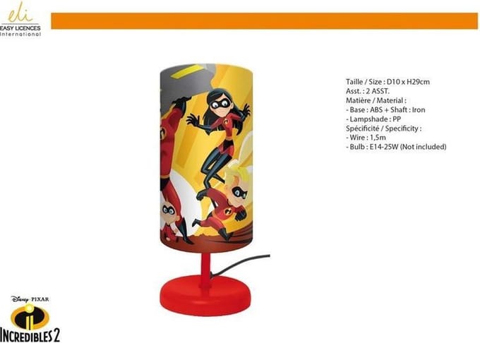 Disney - Incredibles 2 - Nachtlampje kinderen - Rood - 29cm