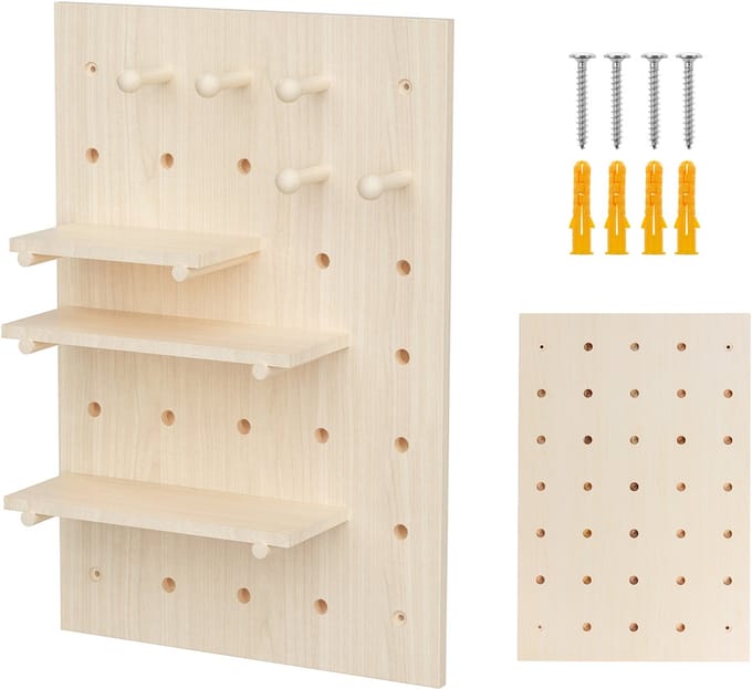 Maclean - Hout board / plank organizer - 40x60 cm, max. 20 kg, MC-130 WD - lichte houtkleur