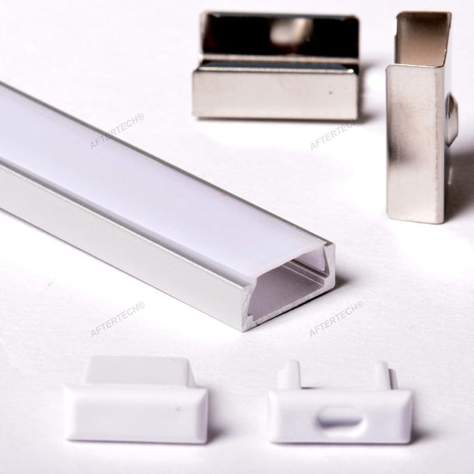 Aluminium profiel 1 meter 15x6mm vlak wit met melk witte afdekking voor ledstrips