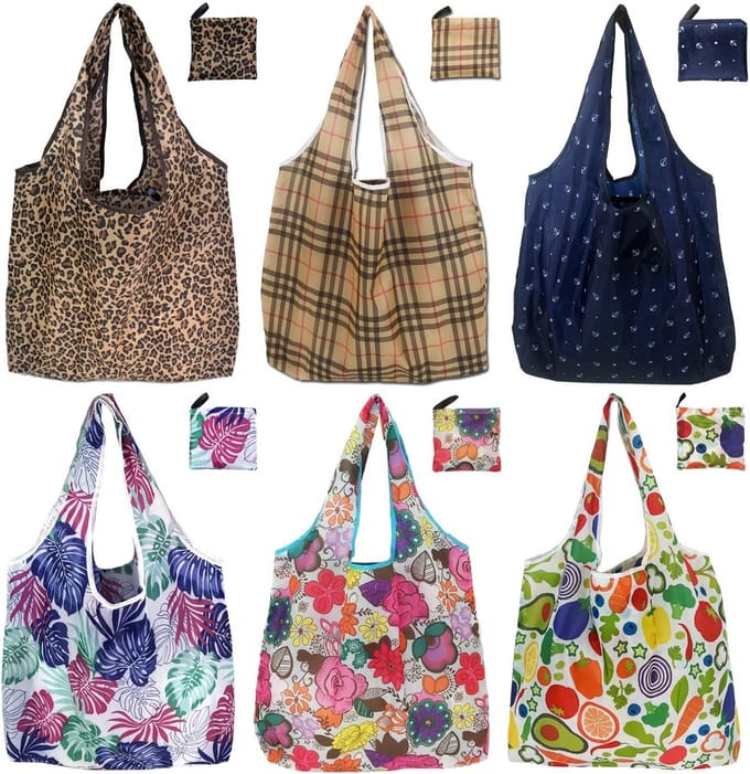 Herbruikbare boodschappentassen 12 pack 50 lbs - opvouwbaar en wasbaar