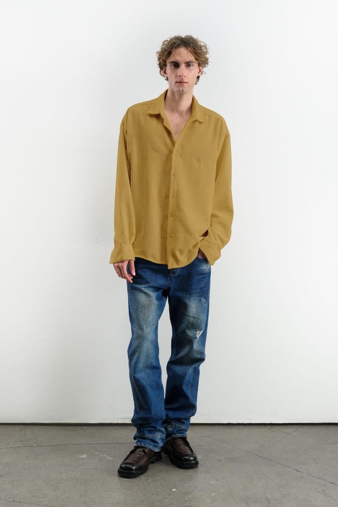 Oversized Lange Mouwen Knopen-Front Fluwelen Shirt