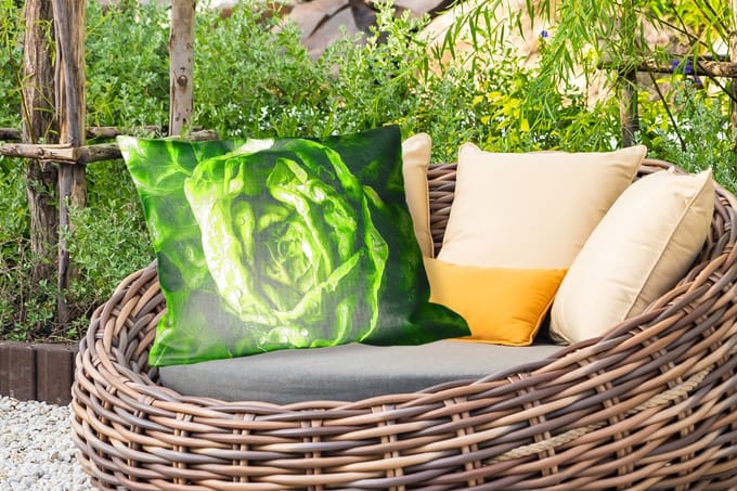 Buitenkussens - Groente - Sla - Groen - 60x40 cm - Weerbestendig