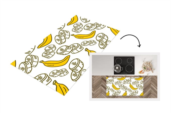 Keukenloper - Loper keuken - Banaan - Patronen - Fruit - 120x60 cm - Keukenloper vinyl