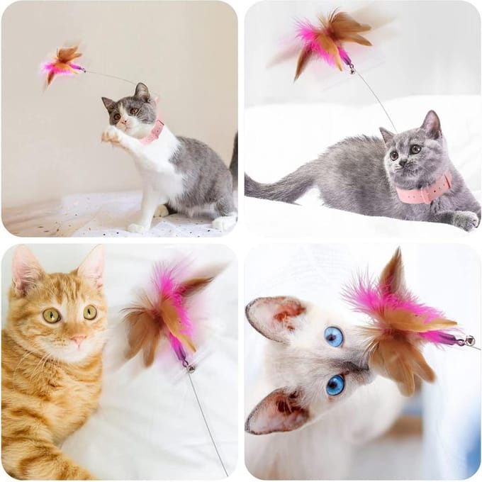 2 stuks katten plagende staaf siliconen halsband met bel kat kitten interactieve training gray