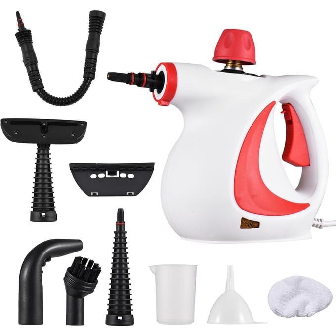 Handheld stoomreiniger 1050W stoomreinigingsmachine onder druk met 9PCS US Plug wit