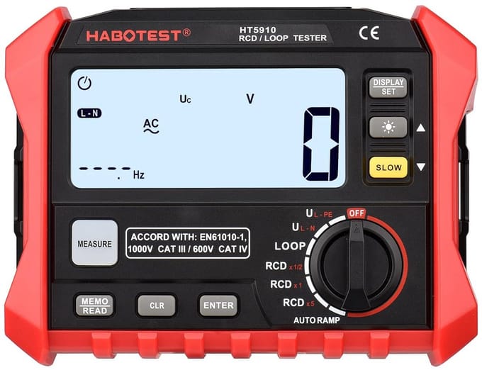 Digitale Lekstroommeter en RCD Tester met LCD-Display en Gegevensopslag
