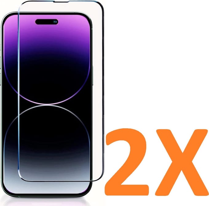 Screenprotector Glas - Tempered Glass Screen Protector- 2x Geschikt voor: Apple iPhone 15 Pro
