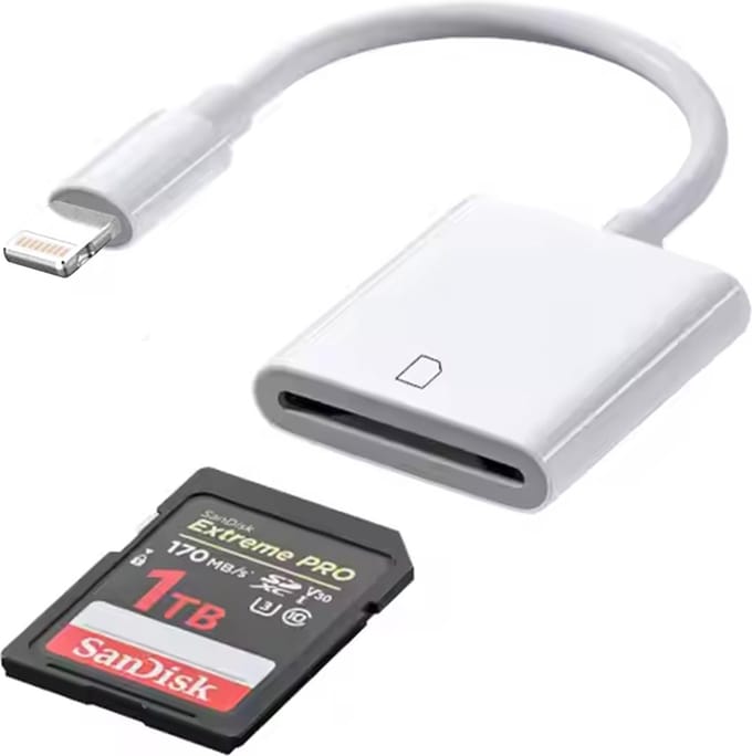Ibley Core Lightning SD kaartlezer wit voor iPhone en iPad - Cardreaders - SD/TF kaartlezer - Lightning aansluiting - Plug & Play