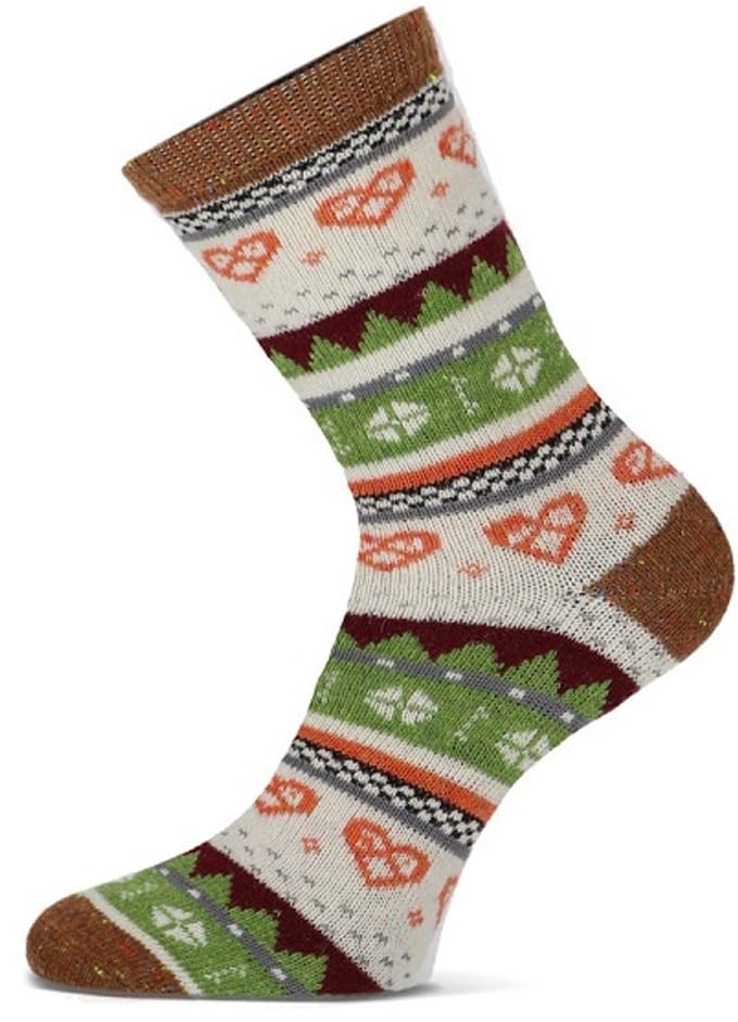 Dames wolmix sokken met dessin - Camel - 36-42