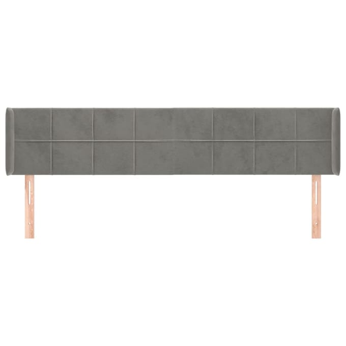 vidaXL - Hoofdbord - met - randen - 203x16x78/88 - cm - fluweel - lichtgrijs