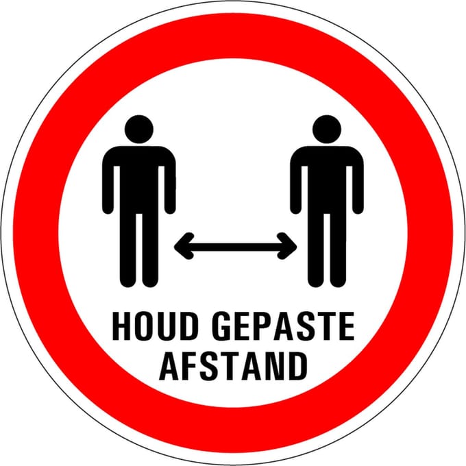 Verboden dicht bij elkaar te staan sticker 150 mm