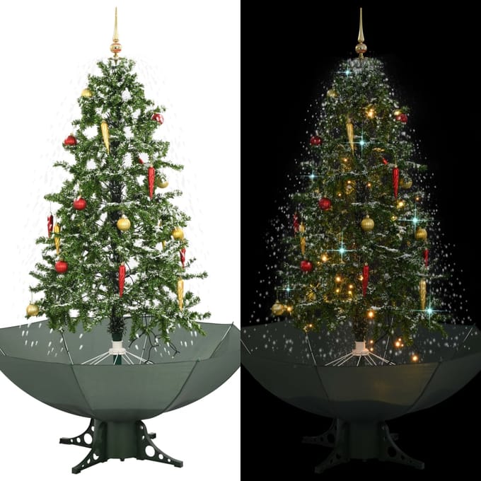 vidaXL - Kerstboom - sneeuwend - met - paraplubasis - 170 - cm - groen