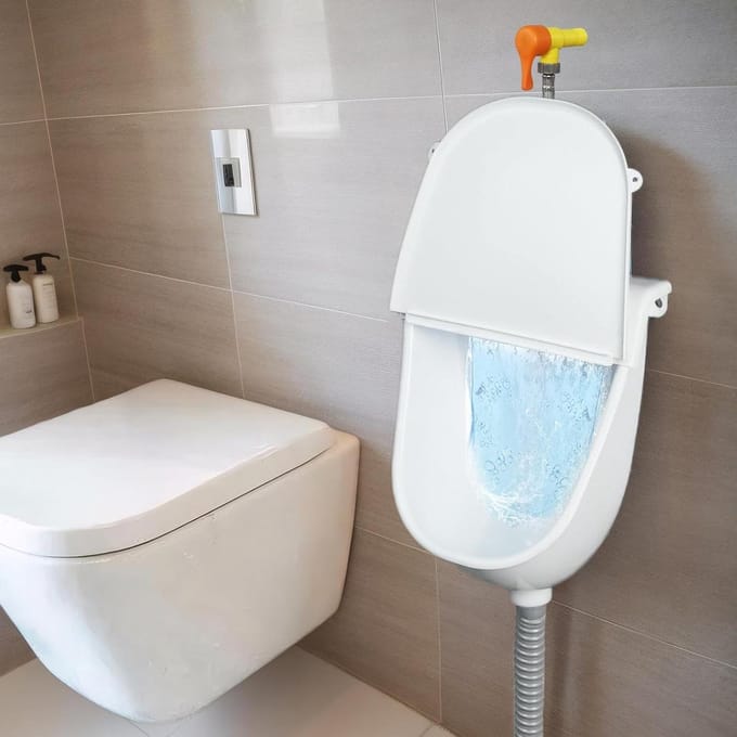 Wand urinoir - Plastic urinoir - Ruimtebesparing - Met deksel - 38 cm hoog - Wit