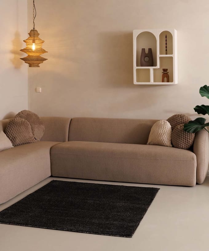 Laagpolig vloerkleed vierkant - Fine antraciet 300x300