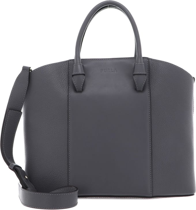 FURLA Leren Schoudertas Handtas Miastella Tote Bag Soil Grijs