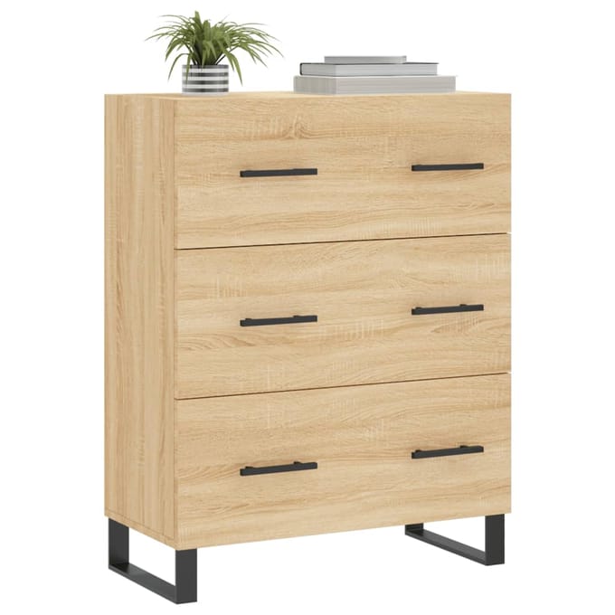 vidaXL - Dressoir - 69,5x34x90 - cm - bewerkt - hout - sonoma - eikenkleurig