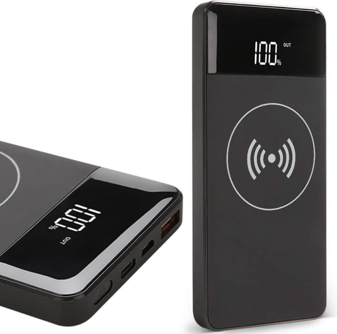 Powerbank Draadloos Oplader Snellader 10000 mAh - 15W Draadloos - Powerbank met USB, USB C & Micro USB