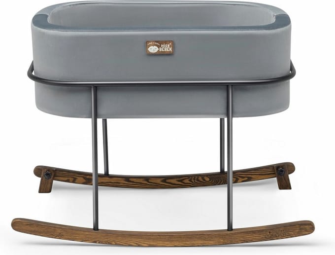 Asir Wieg - Grijs Zwart - 90 x 70 x 58 cm - Inclusief matras