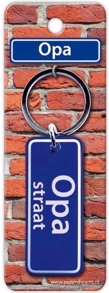 Paper Dreams Sleutelhanger Straatnaam Opa 9 Cm Staal Blauw
