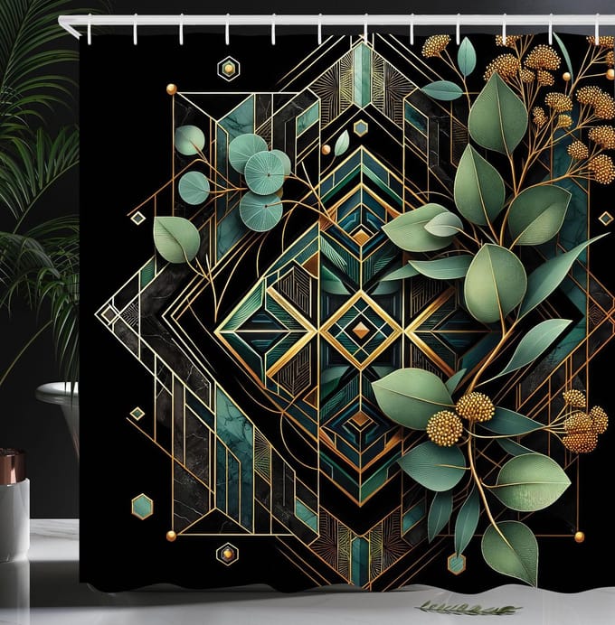 ABAKUHAUS douchegordijn geometrisch – 175x180 cm – polyester, waterafstotend