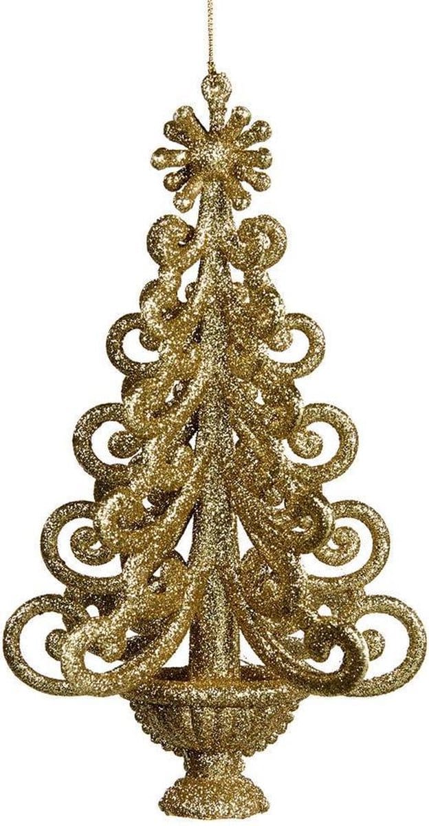 Goodwill Kerstbal-Kerstboom Glas Goud H 26 cm  Voordeelaanbod per 2 stuks