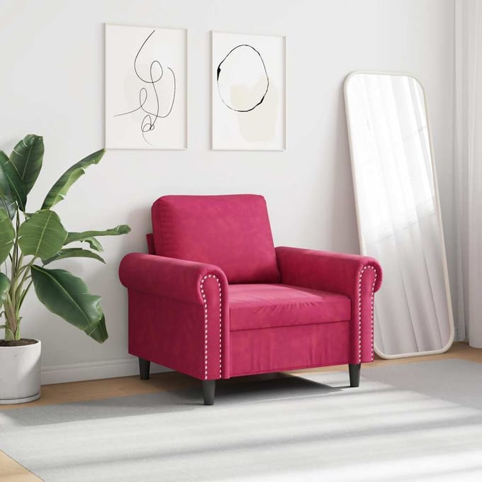 vidaXL - Fauteuil - 60 - cm - fluweel - wijnrood