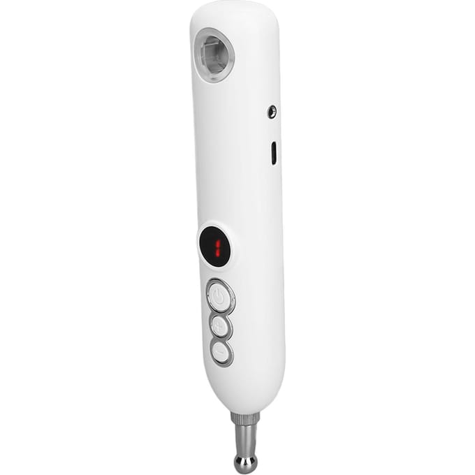 Elektrische Acupunctuur Massage Pen 9 Sterktes Oplaadbaar Acupunctuurpunt Meridianen Massager Pen met 2 Hoofden white