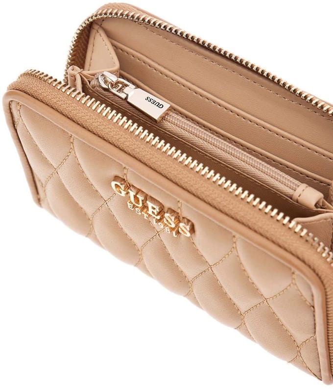 GUESS portemonnee Valla Zip Around Wallet Beige Lichtbruin