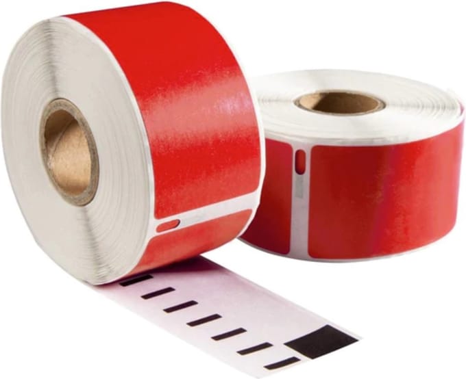 Boxstuff - Dymo 99010 rood compatibele labels - 89 mm x 28 mm - 260 labels per rol