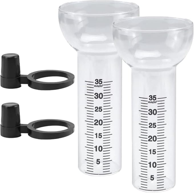 Regenmeter Buiten - Neerslagmeter Glas - Tuin Beheer - Dubbele Bakken Systeem - 2 Stuks - Transparant
