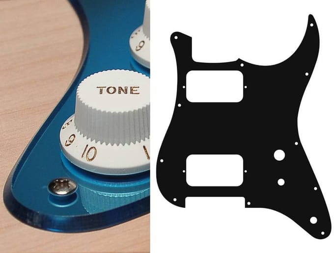 Boston ST-231-MU pickguard, Stallion, 2 ply, mirror blue, HH, 2 pot holes, toggle switch