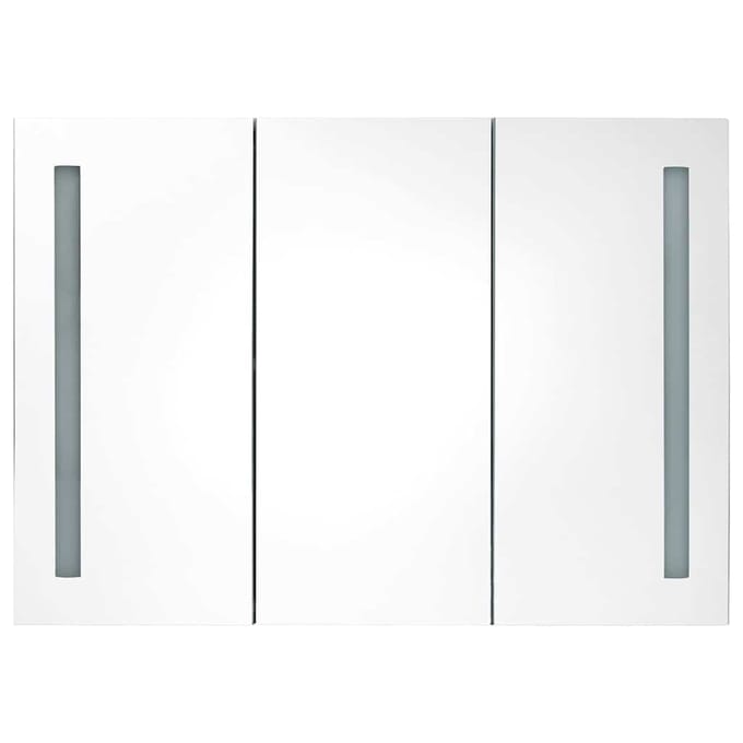 vidaXL - Badkamerkast - met - spiegel - en - LED - 89x14x62 - cm - wit - en - eikenkleurig