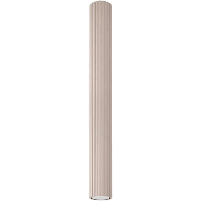 Plafondlamp KARBON 60 extra lange geribbelde buisspot van 60 cm - Sollux Lighting - IP20 - Taupe aluminium behuizing - 6.5 x 6.5 x 60 cm - 1 x GU10 LED, exclusief lichtbron - Max. 10 W - Minimalistische plafondlamp voor woonkamer en slaapkamer