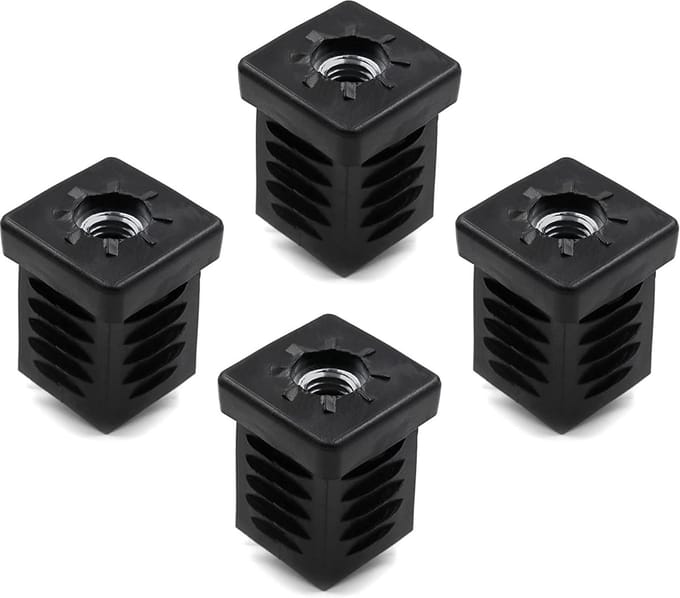 4x Draadstops Vierkante Buispluggen 25 x 25 mm Wanddikte 1-2 mm met M10 Binnendraad