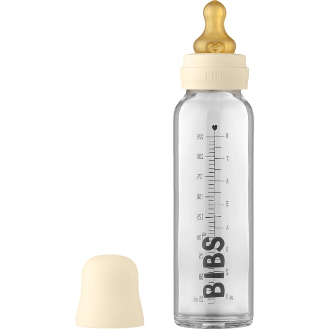BIBS Baby Glazen Fles Complete Set Latex Ivory 225 ml
